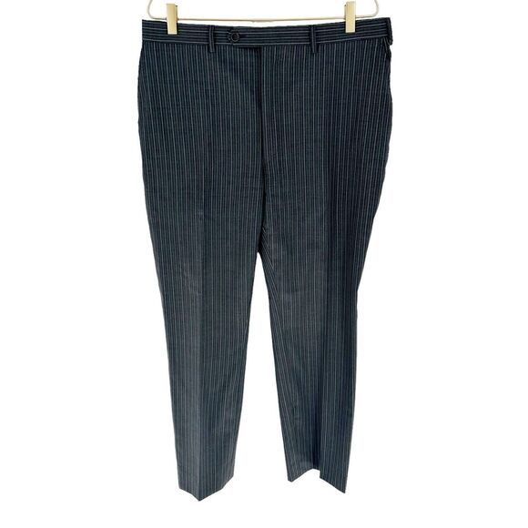 Canali Dress Pants Mens 36 x 30 Gray Pinstripe 100% Wool Luxury Italy Trouser